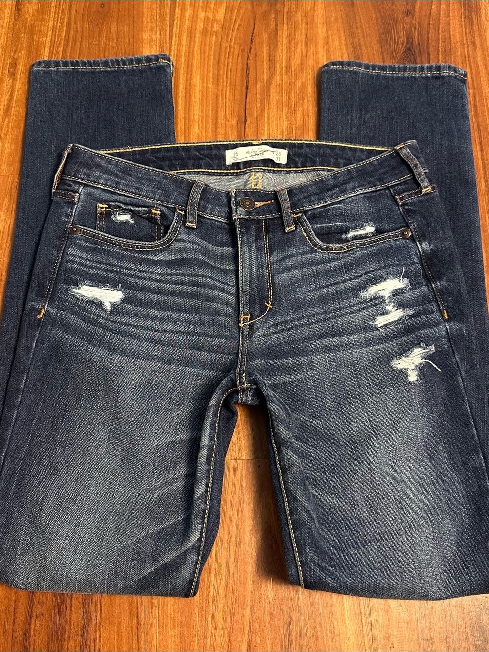 Abercrombie & Fitch Dark Blue Distressed Skinny Jeans